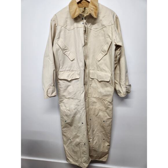 Vintage J. Peterman Co. Horseman s Canvas Duster Coat Rancher Size S In Cream